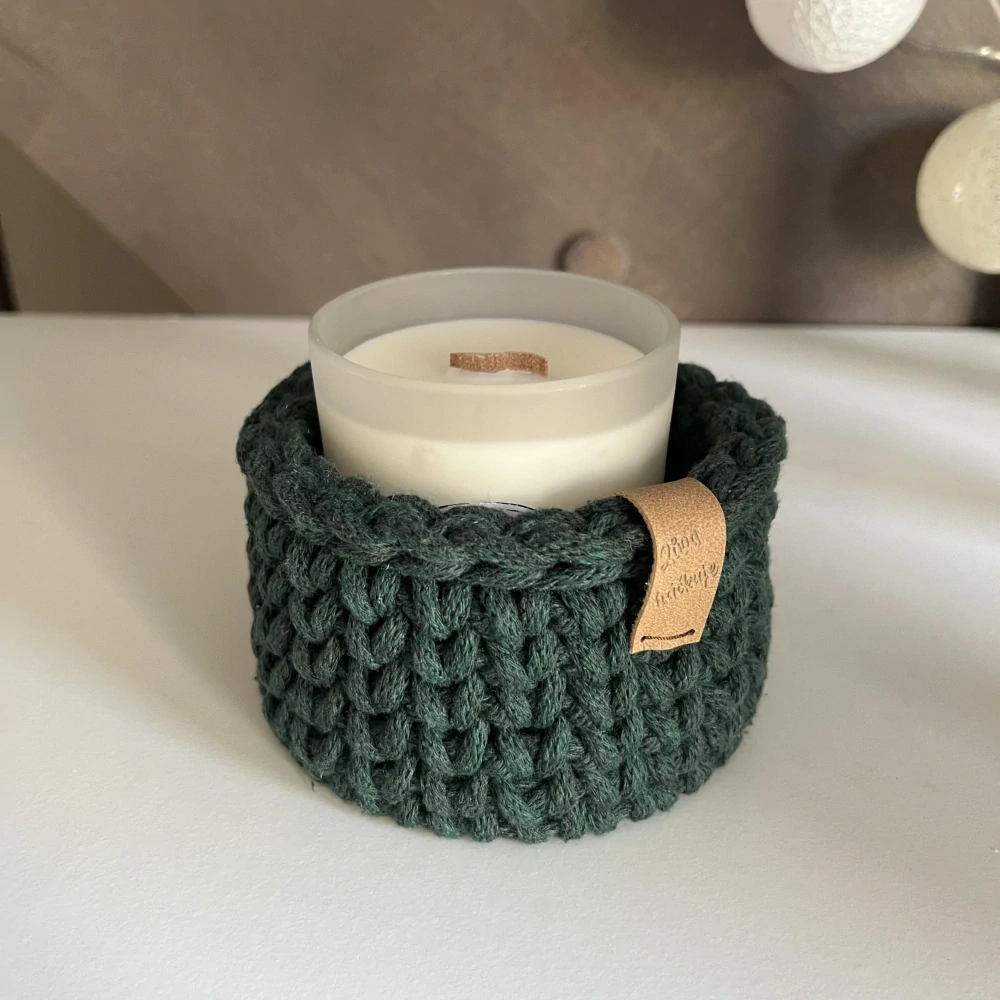 Adventní svícen tmavě zelený se zlatou nitkou