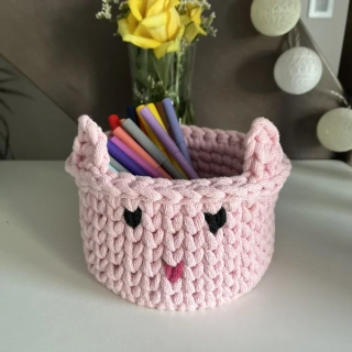 Dětský košík růžová kočička