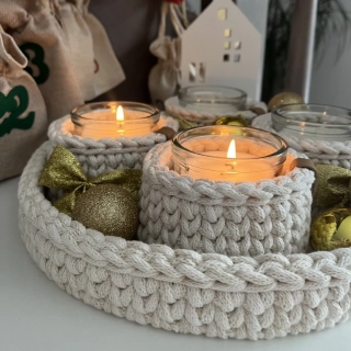 Adventní svícen se zlatou nitkou (různé barvy)